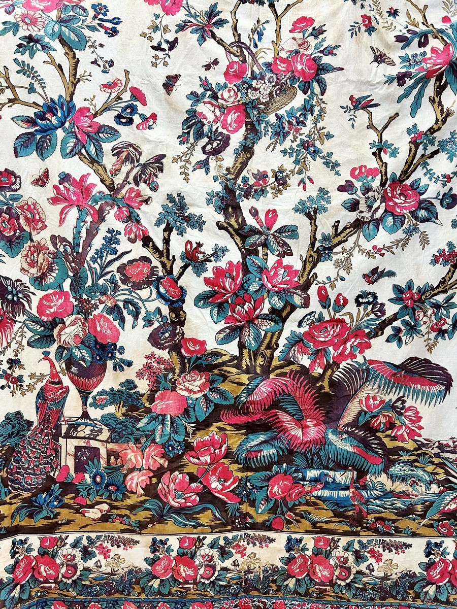 Mezzaro With Palm Trees, Printed Cotton Wall Hanging - Genoa, Italy Circa 1840