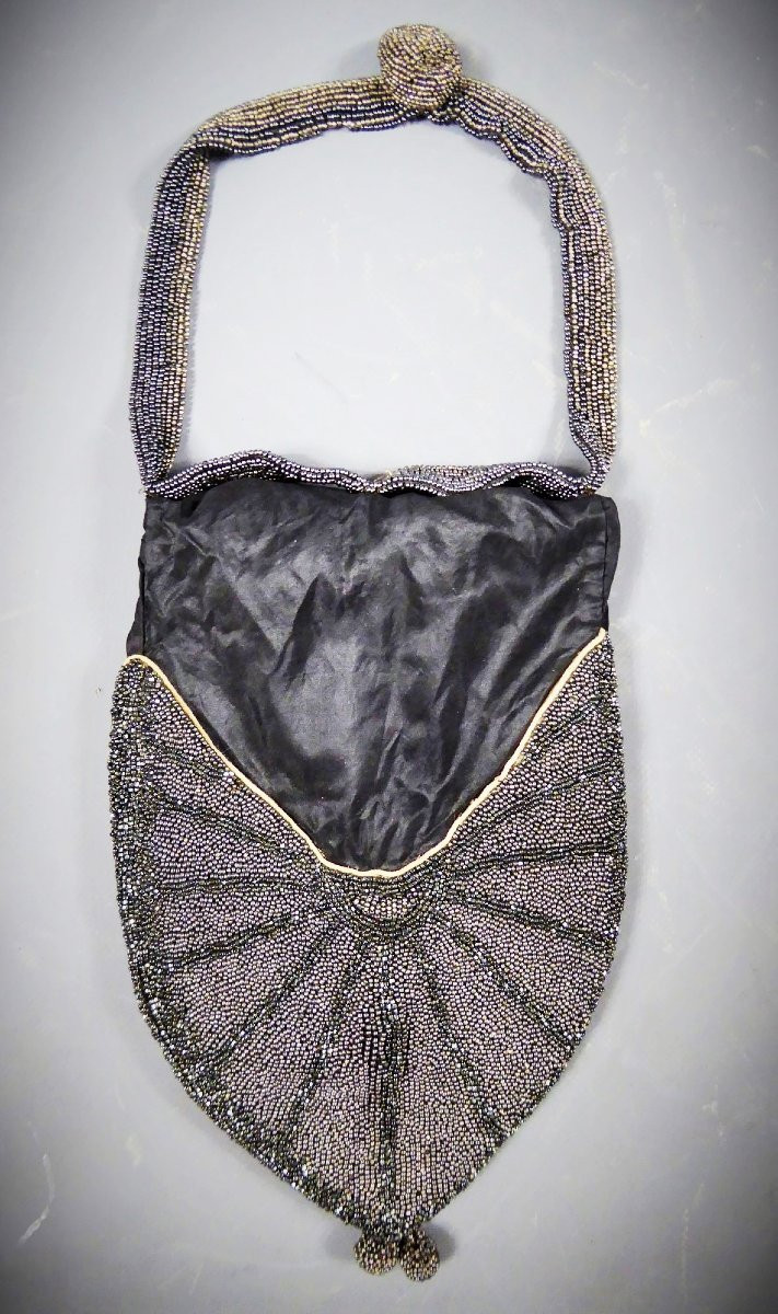Réticule Art Déco En Taffetas Et Perles De Marcassite Circa 1925-photo-2