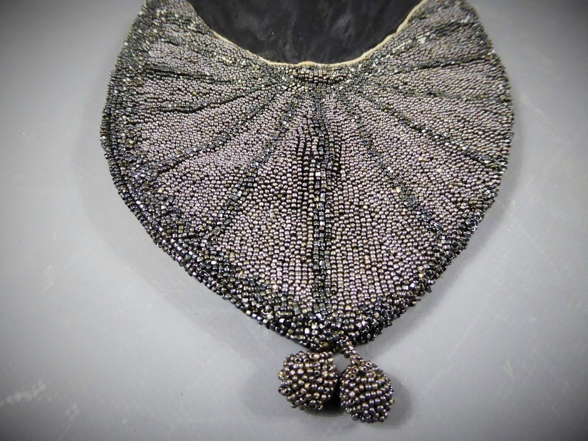 Réticule Art Déco En Taffetas Et Perles De Marcassite Circa 1925-photo-2