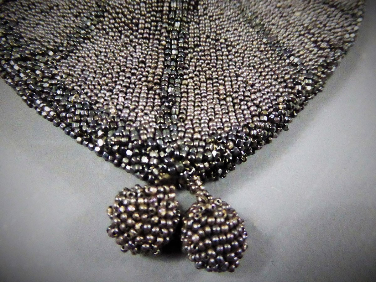Réticule Art Déco En Taffetas Et Perles De Marcassite Circa 1925-photo-5
