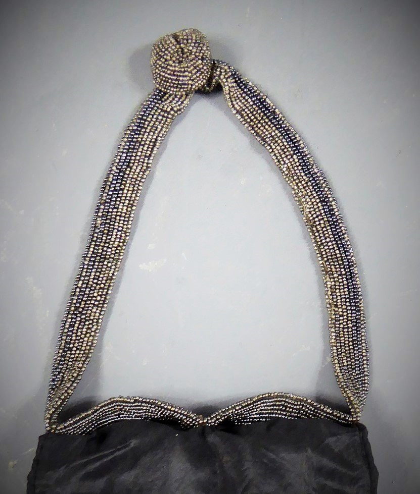 Réticule Art Déco En Taffetas Et Perles De Marcassite Circa 1925-photo-8