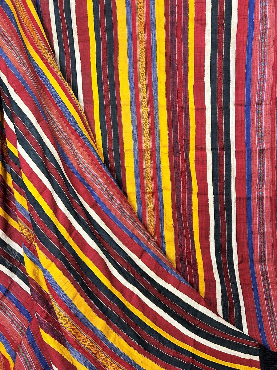 Ceremonial Hanging Or Shawl In Shaped Silk Ribbons - Djerba Tunisia Circa 1900/1950-photo-2