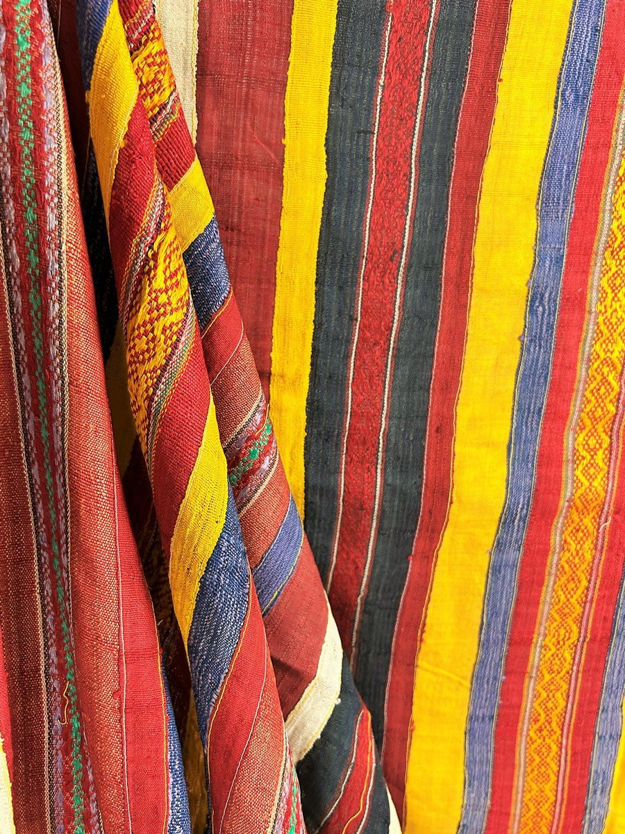 Ceremonial Hanging Or Shawl In Shaped Silk Ribbons - Djerba Tunisia Circa 1900/1950-photo-4