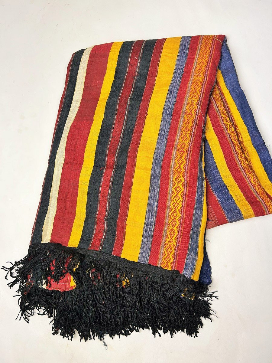 Ceremonial Hanging Or Shawl In Shaped Silk Ribbons - Djerba Tunisia Circa 1900/1950-photo-8