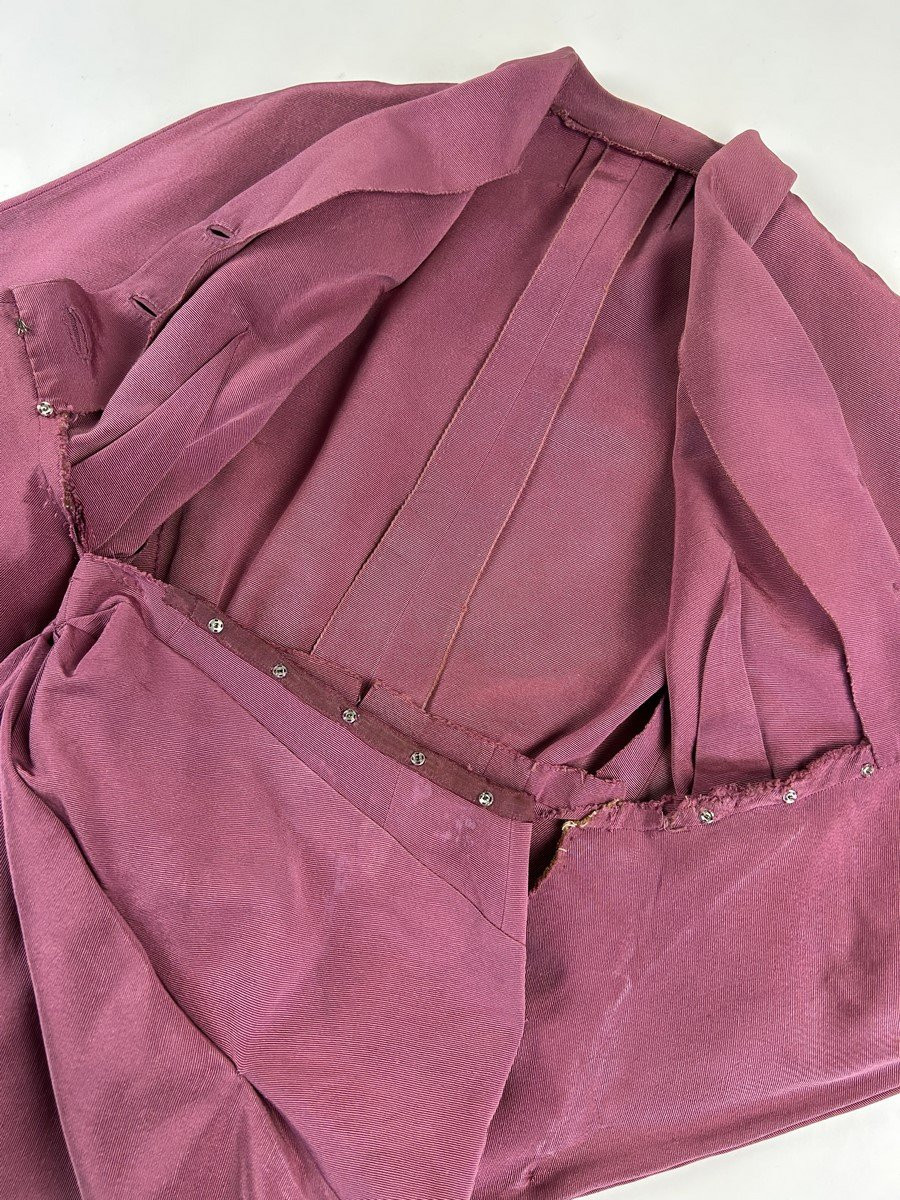 Lilac Silk Ottoman Skirt Suit After Jacques Griffe - Paris Circa 1951-photo-5