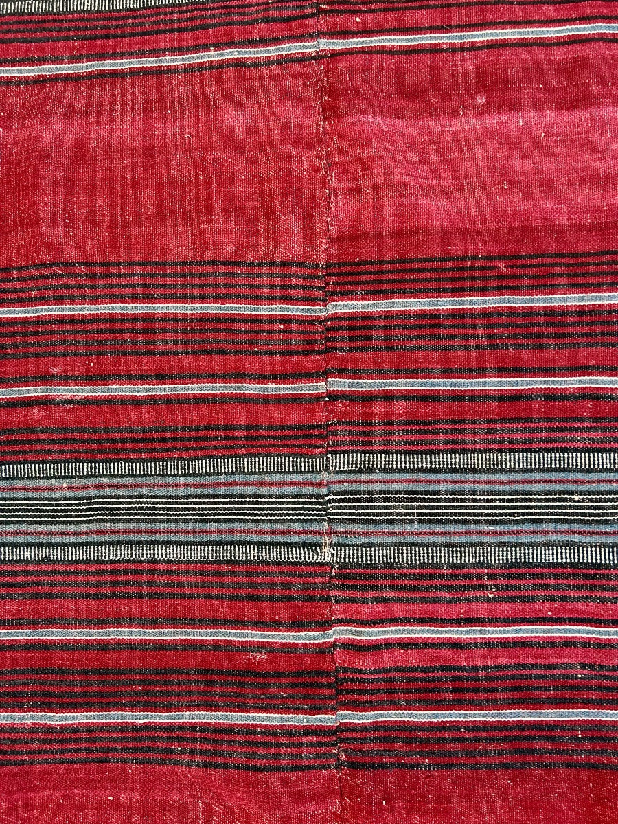 Berber Shawl Woven In Cochineal Red Wool - South Tunisia Circa 1930-photo-3