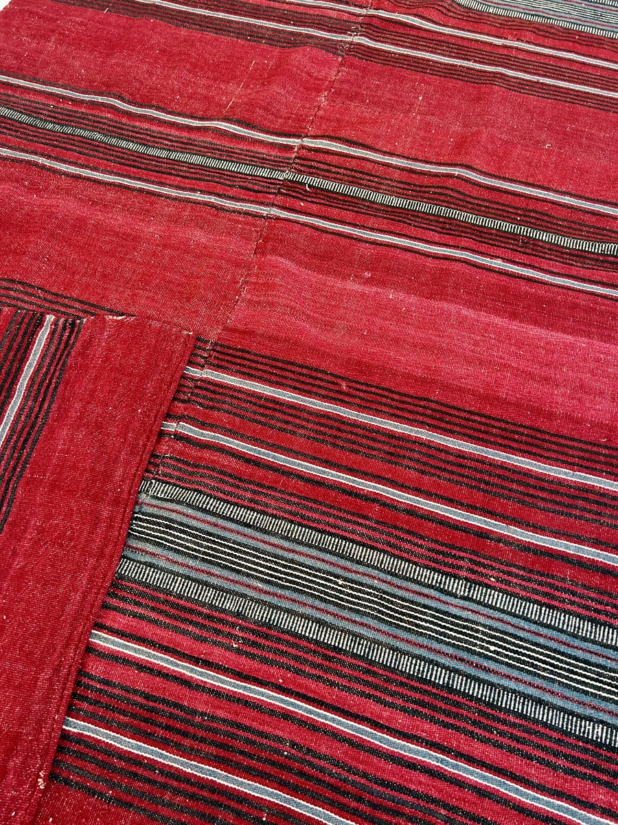 Berber Shawl Woven In Cochineal Red Wool - South Tunisia Circa 1930-photo-4