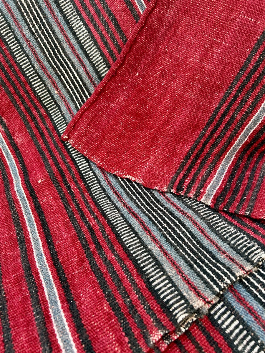 Berber Shawl Woven In Cochineal Red Wool - South Tunisia Circa 1930-photo-6