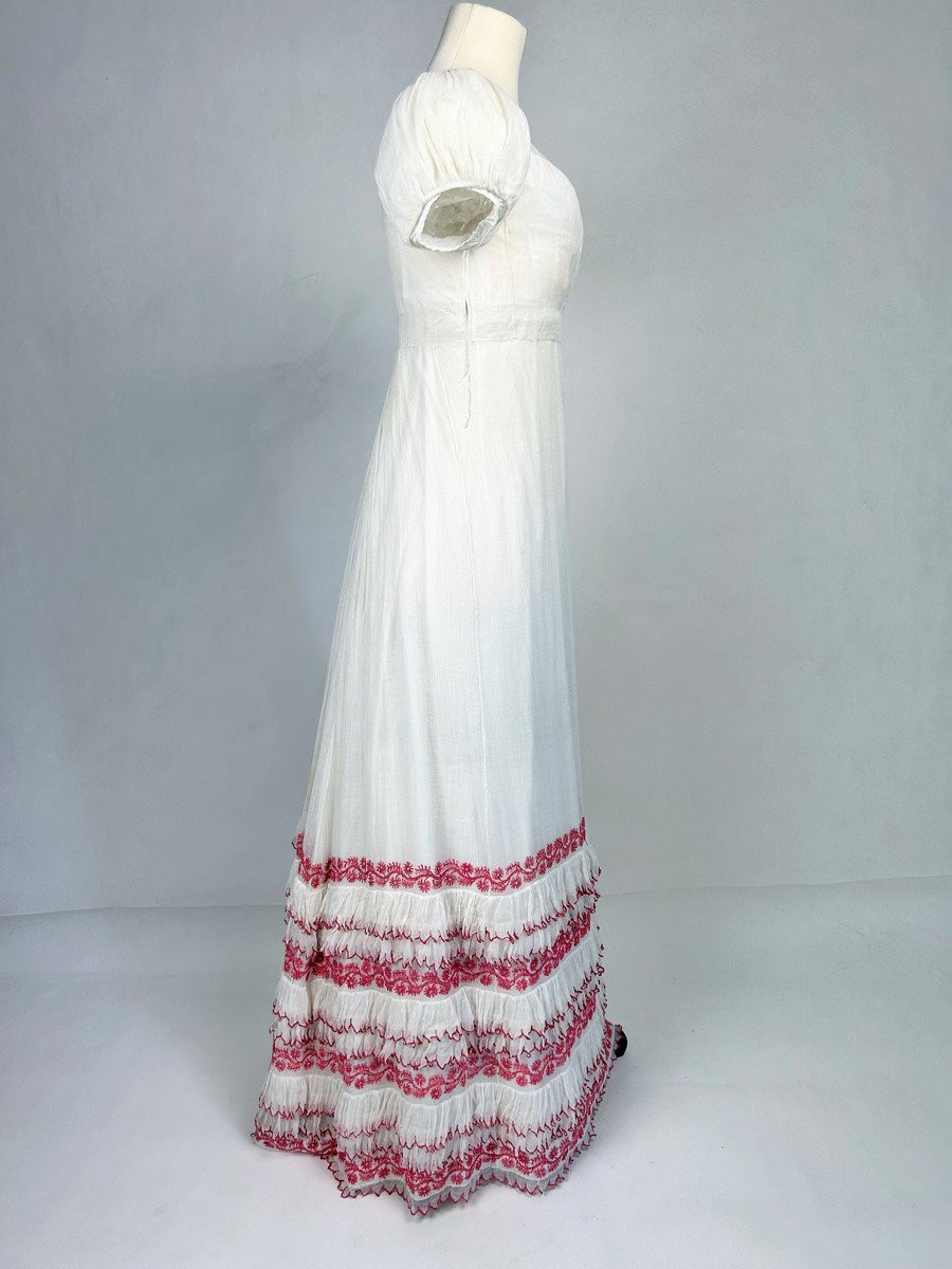 Embroidered Cotton Net Summer Day Dress - France Circa 1815/1820-photo-1