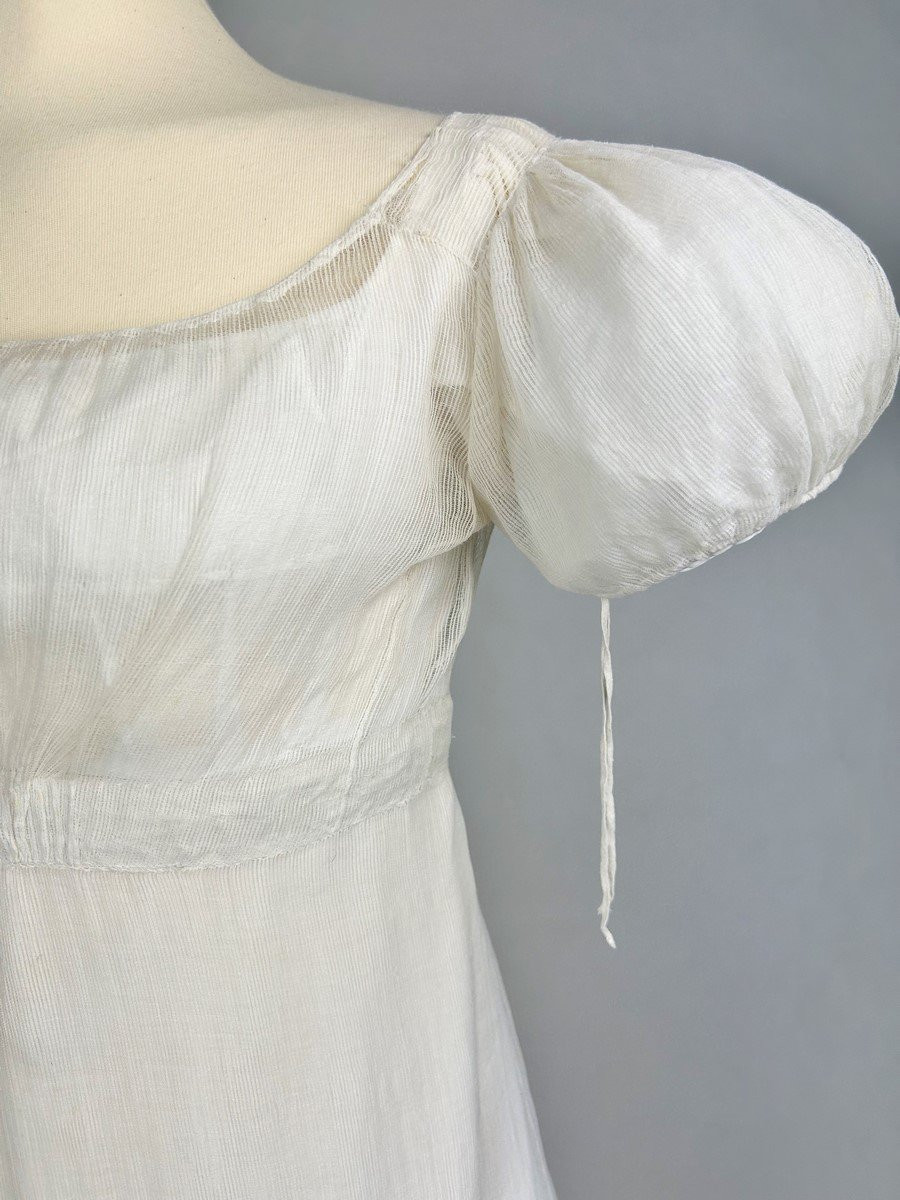 Embroidered Cotton Net Summer Day Dress - France Circa 1815/1820-photo-6
