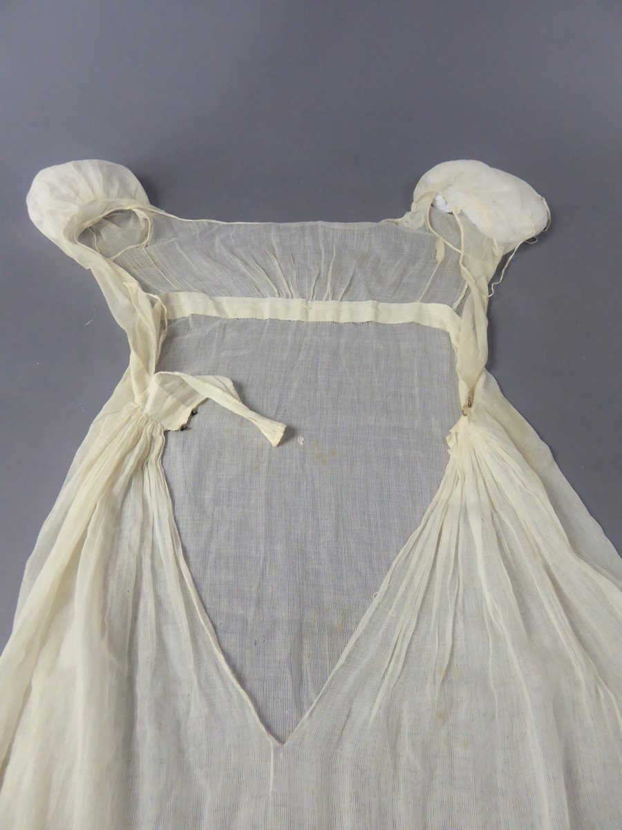 Embroidered Cotton Net Summer Day Dress - France Circa 1815/1820-photo-7