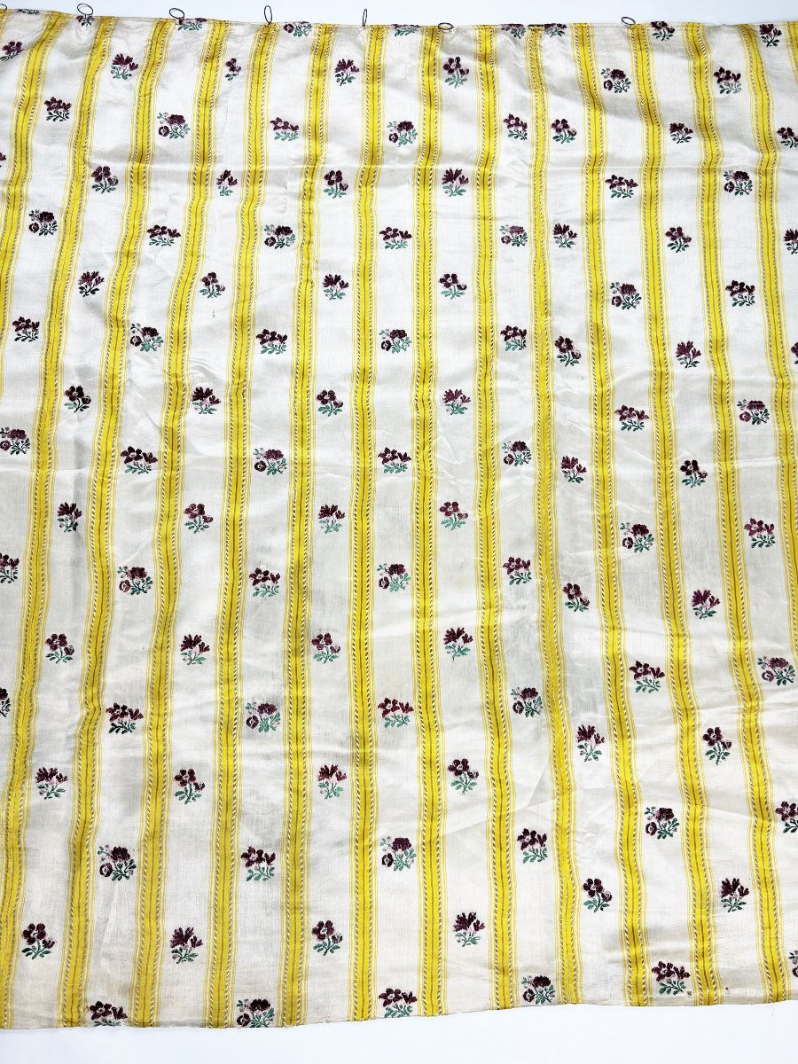 Lampas liseré broché fond satin à crêtes de velours - France Circa 1780-photo-4