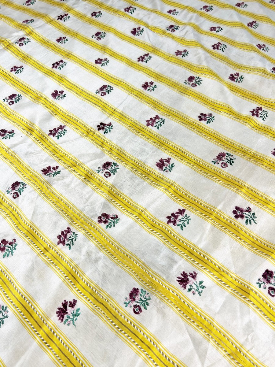 Lampas liseré broché fond satin à crêtes de velours - France Circa 1780