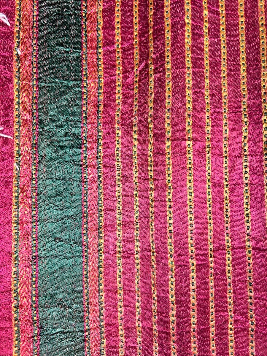 Long Sari indien en satin tissé à rayures Circa 1920-photo-1