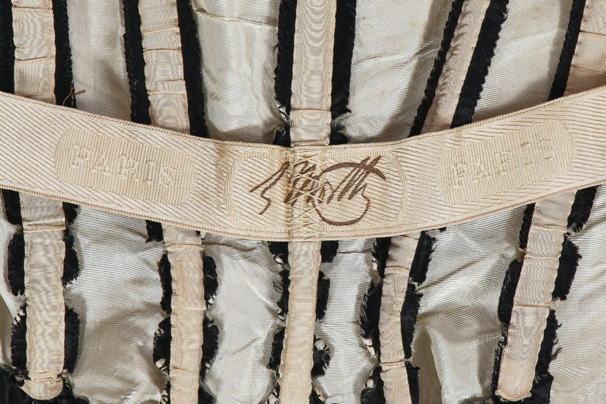 Jean-philippe Worth - Boned Day Bodice In Black Satin And Jet Pearls - Paris C. 1890