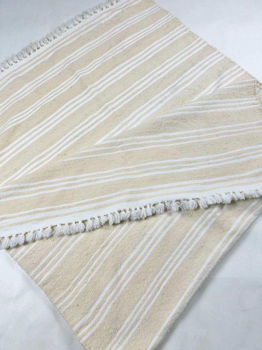 Berber Shawl Or Blanket In Handwoven Sheepskin Wool - Southern Tunisia Circa 1970-80-photo-4