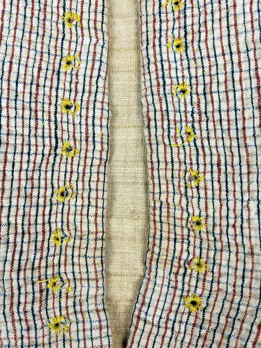 Corps semi-rigide en piqué de soie jaune, siamoise et Rouenneries - Provence Circa 1785-photo-7