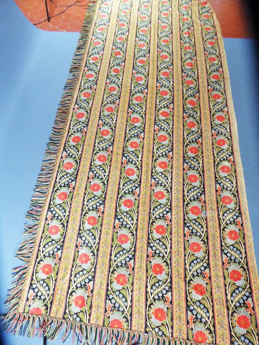 Pair Of Curtains In Silk Bourrette Printed In The Persian Style - France Circa 1860-photo-3