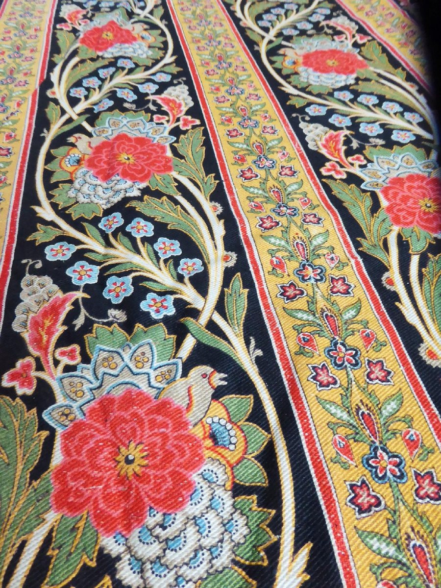 Pair Of Curtains In Silk Bourrette Printed In The Persian Style - France Circa 1860-photo-6