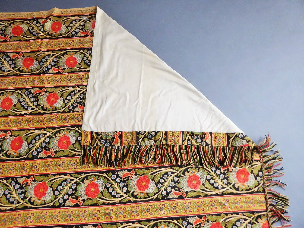 Pair Of Curtains In Silk Bourrette Printed In The Persian Style - France Circa 1860-photo-7