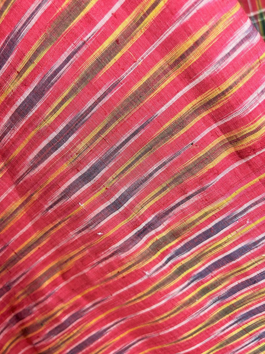 Large Ikat Silk Towel From Aleppo Or Damascus - Ottoman Empire 19th Century-photo-3