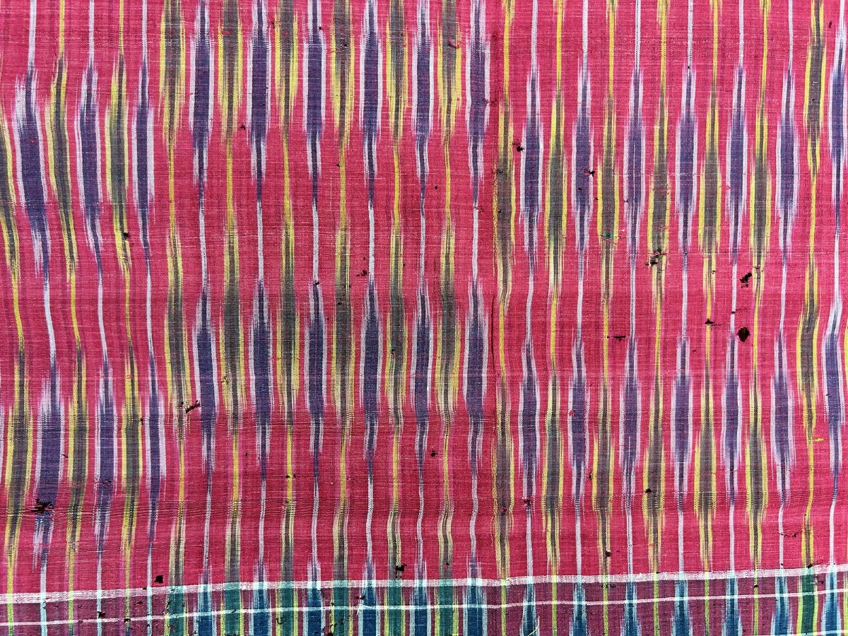 Large Ikat Silk Towel From Aleppo Or Damascus - Ottoman Empire 19th Century-photo-6