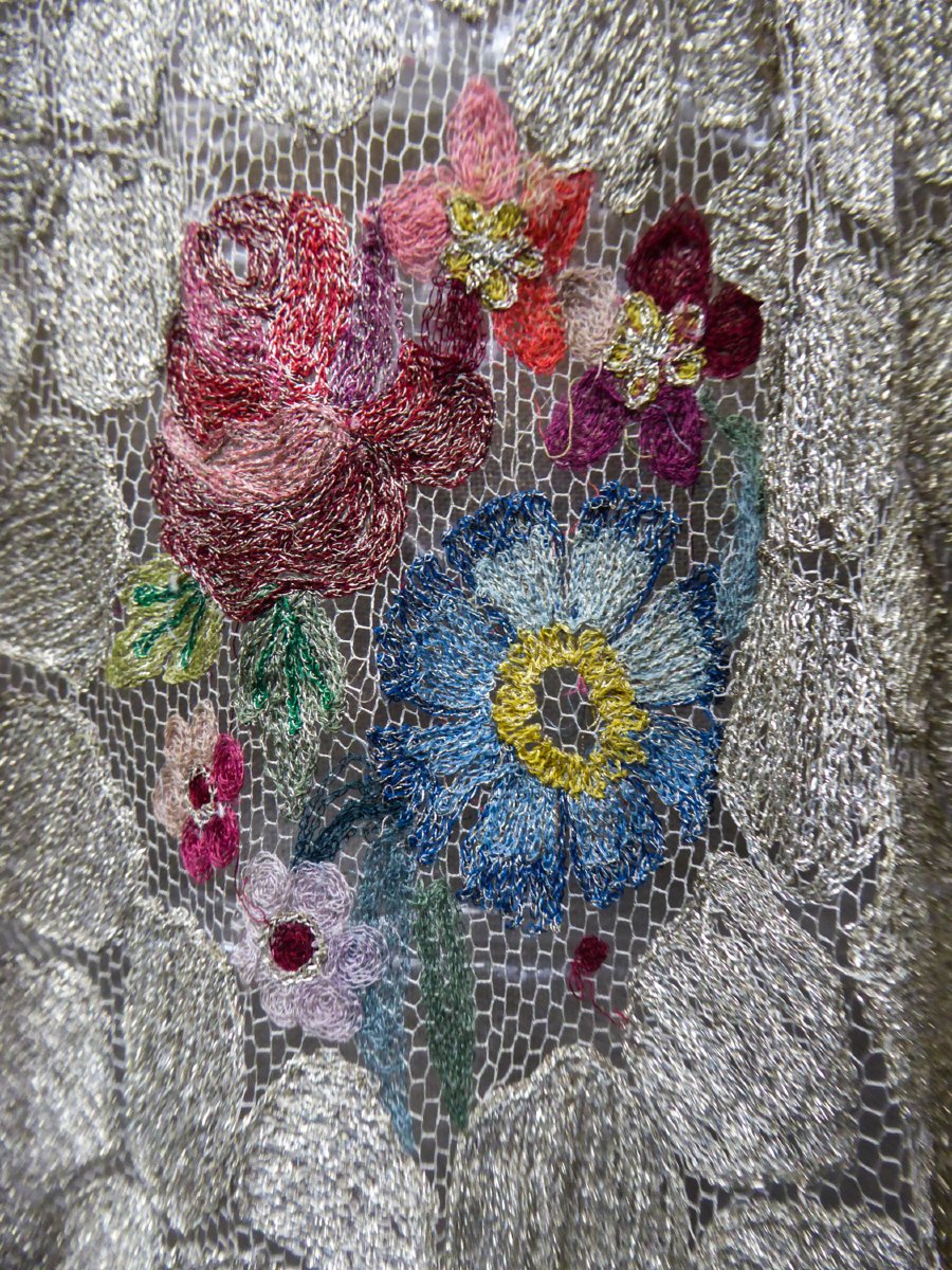 Art Deco Dress In Embroidered Appliqué Tulle And Chiffon Circa 1920/1925-photo-3