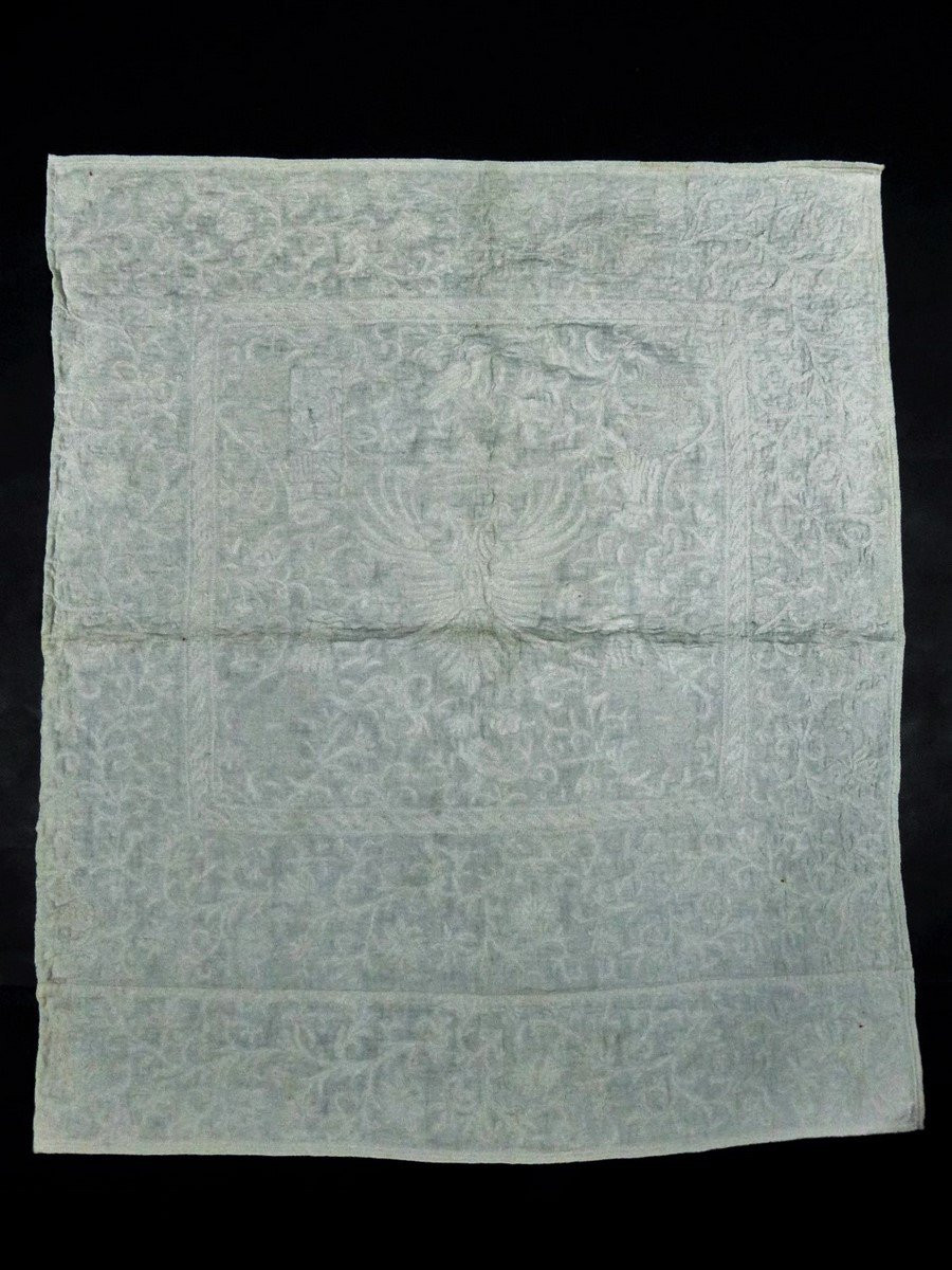 Boutis Chauffe-pied en Piqûre de Marseille et couronne Comtale - Provence XVIIe siècle-photo-2