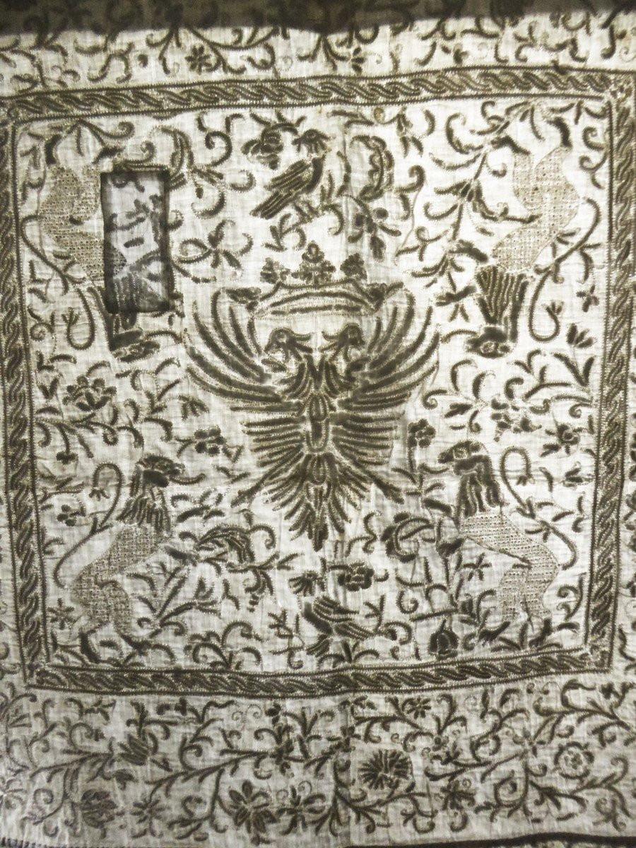 Boutis Chauffe-pied en Piqûre de Marseille et couronne Comtale - Provence XVIIe siècle-photo-3