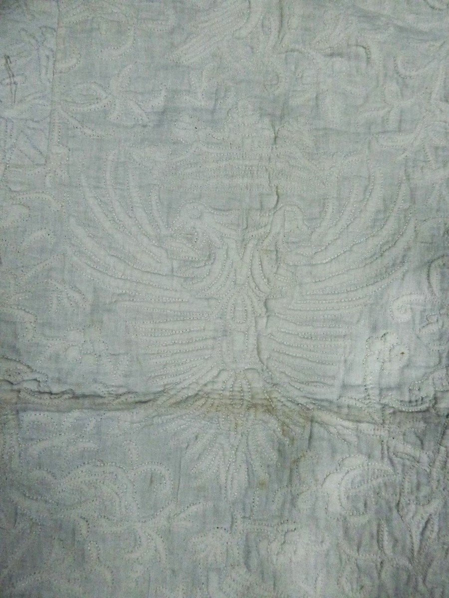 Boutis Chauffe-pied en Piqûre de Marseille et couronne Comtale - Provence XVIIe siècle-photo-4