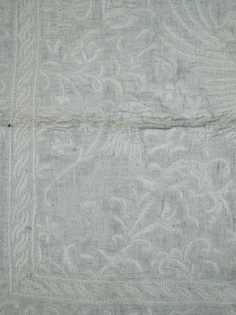 Boutis Chauffe-pied en Piqûre de Marseille et couronne Comtale - Provence XVIIe siècle-photo-3