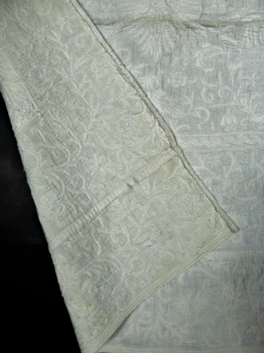 Boutis Chauffe-pied en Piqûre de Marseille et couronne Comtale - Provence XVIIe siècle-photo-5