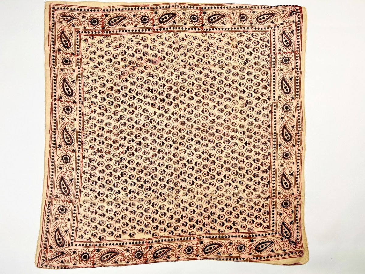 Sanganer Kerchief, Woodblock Printed - India, Circa 1900-photo-3