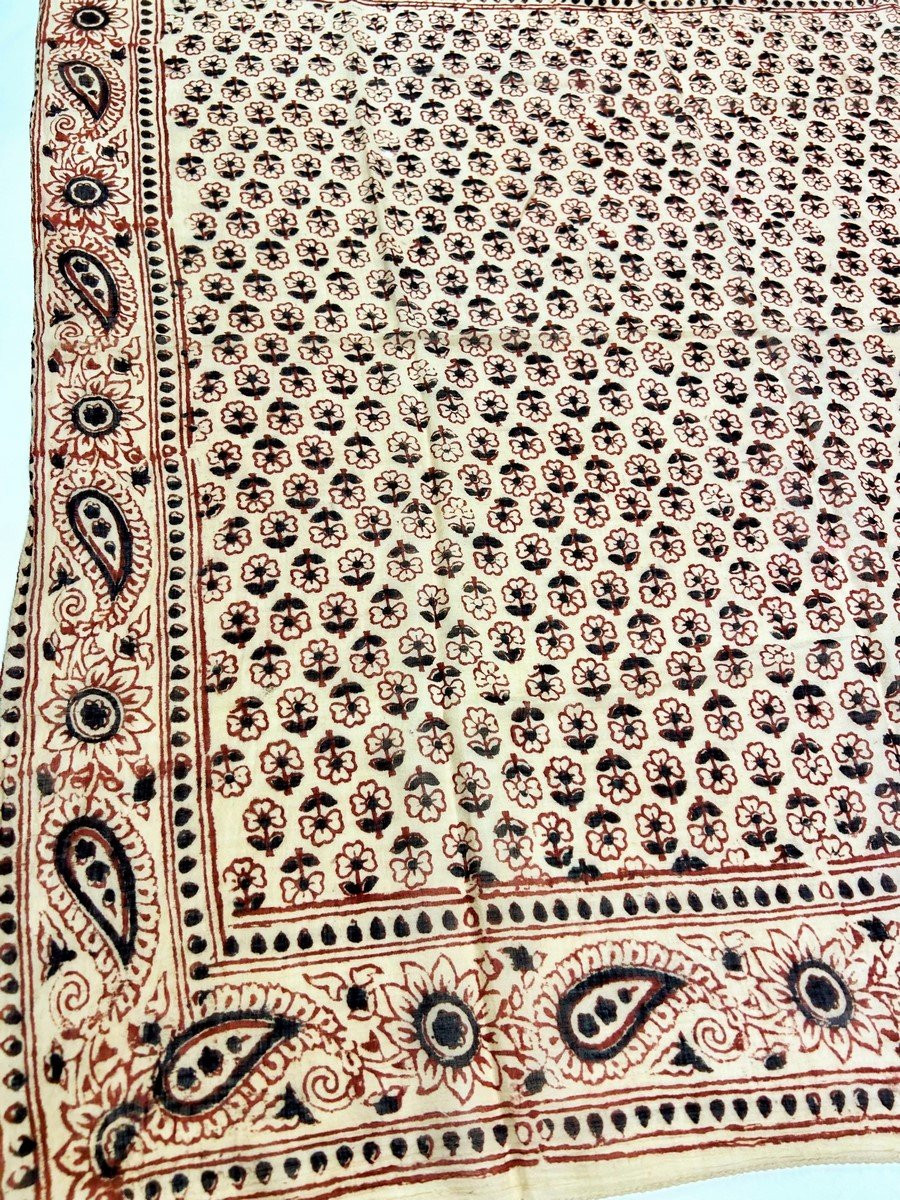 Sanganer Kerchief, Woodblock Printed - India, Circa 1900-photo-4