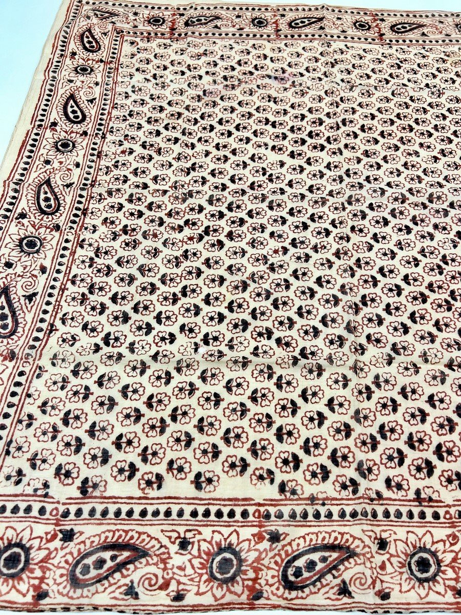 Sanganer Kerchief, Woodblock Printed - India, Circa 1900-photo-3