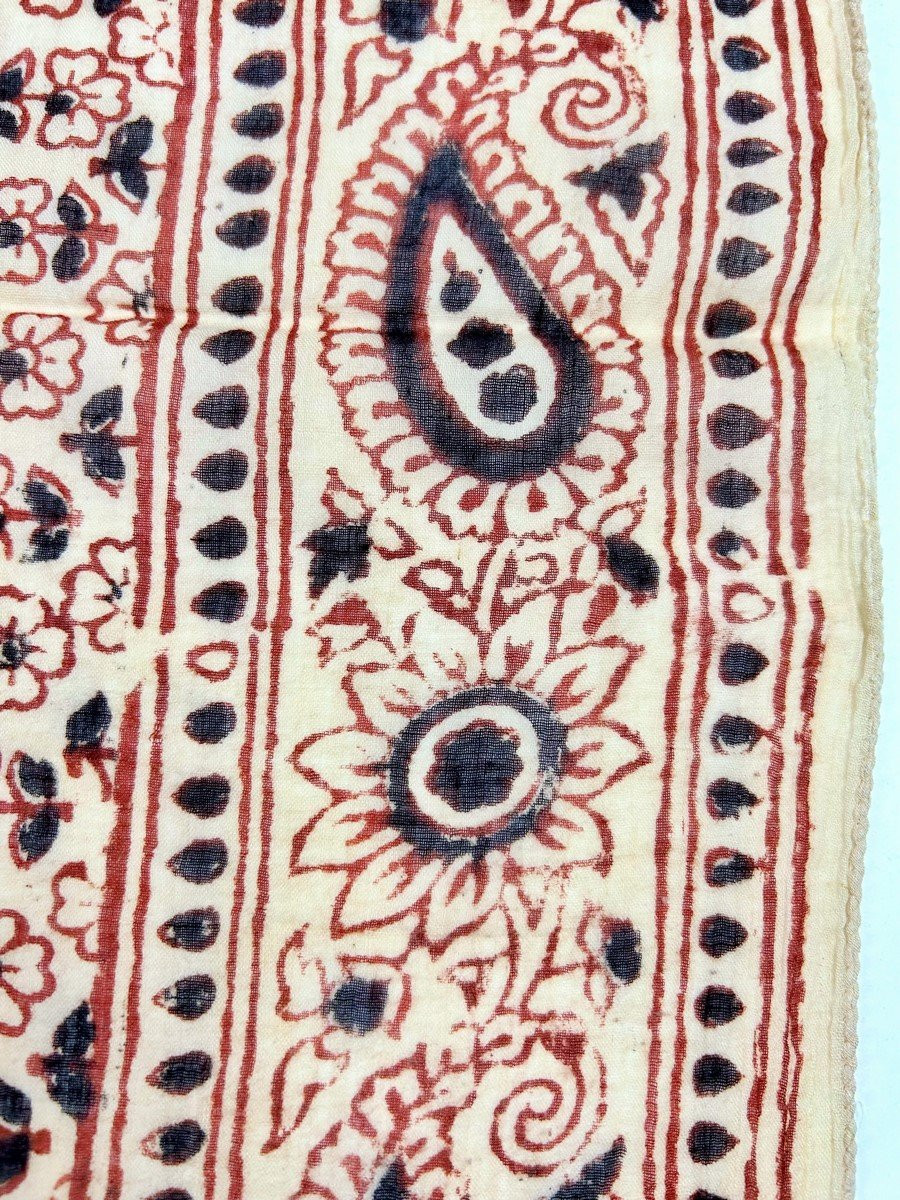 Sanganer Kerchief, Woodblock Printed - India, Circa 1900-photo-5