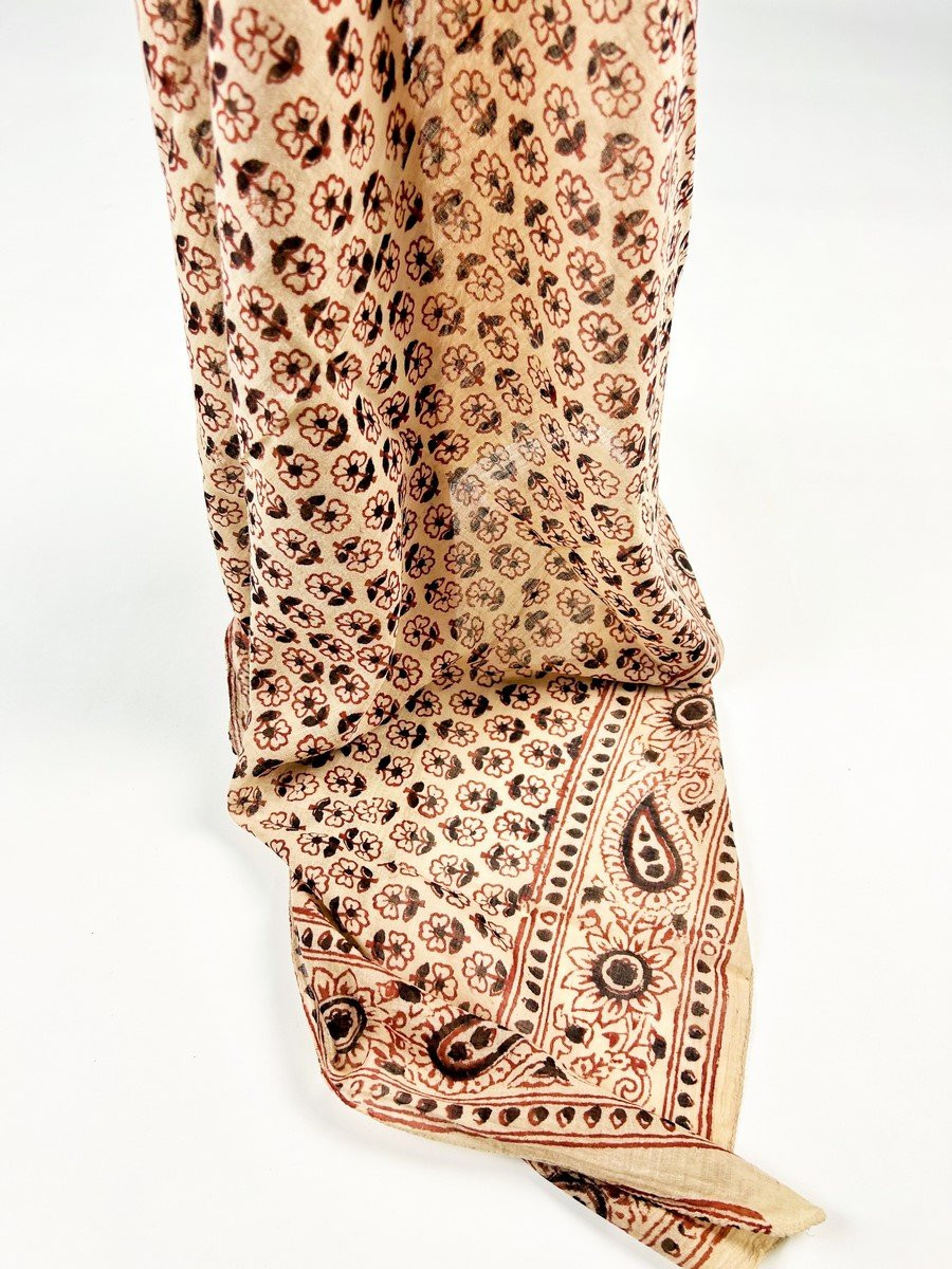 Sanganer Kerchief, Woodblock Printed - India, Circa 1900-photo-6