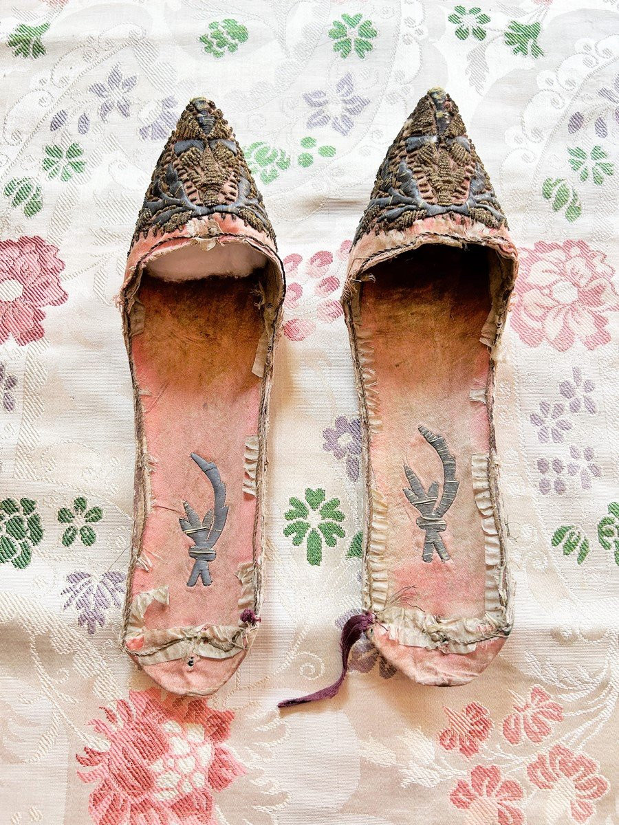 Précieuses paire de mules de Harem - Empire Ottoman fin XVIIIe siècle-photo-3