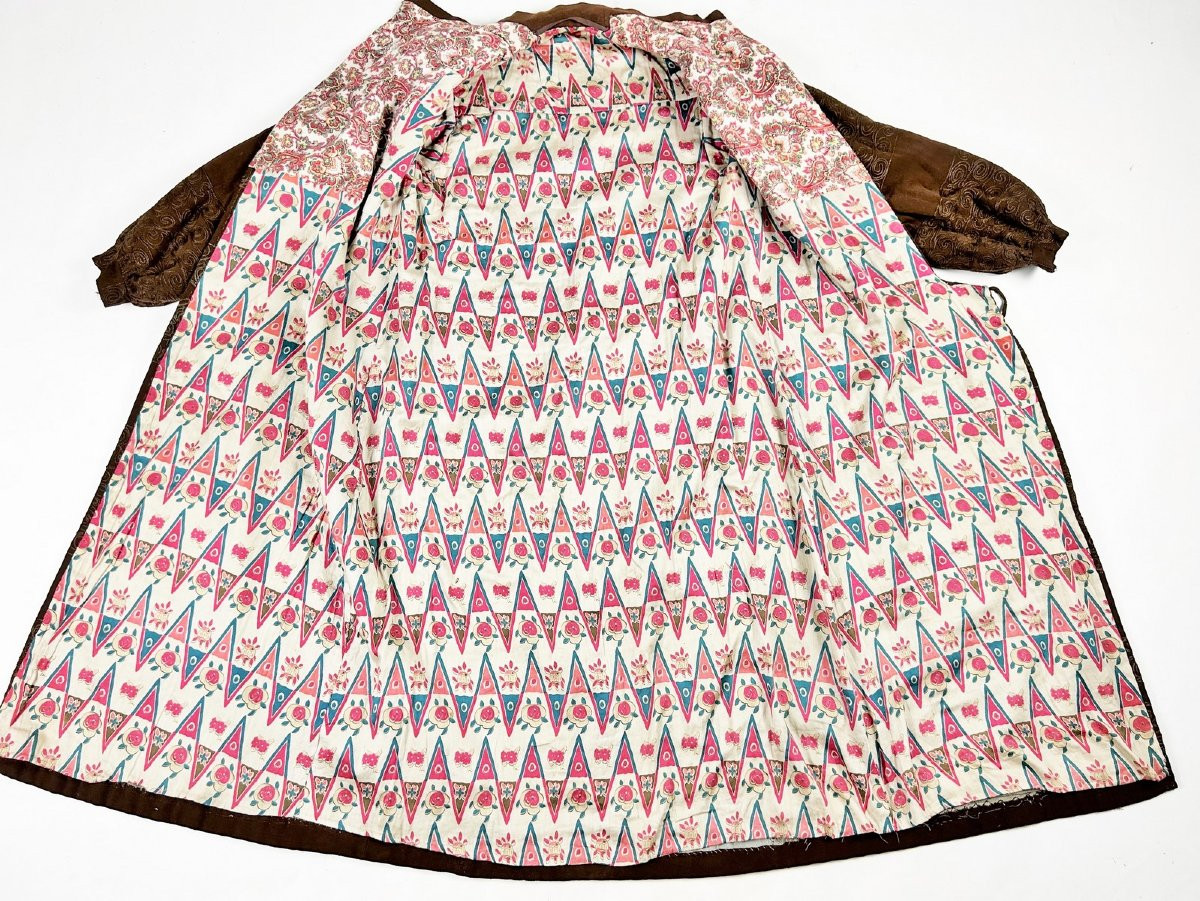 Manteau en crêpe de laine brodé au Cornely, doublure imprimé de l'Atelier Martine - France 1920-photo-6