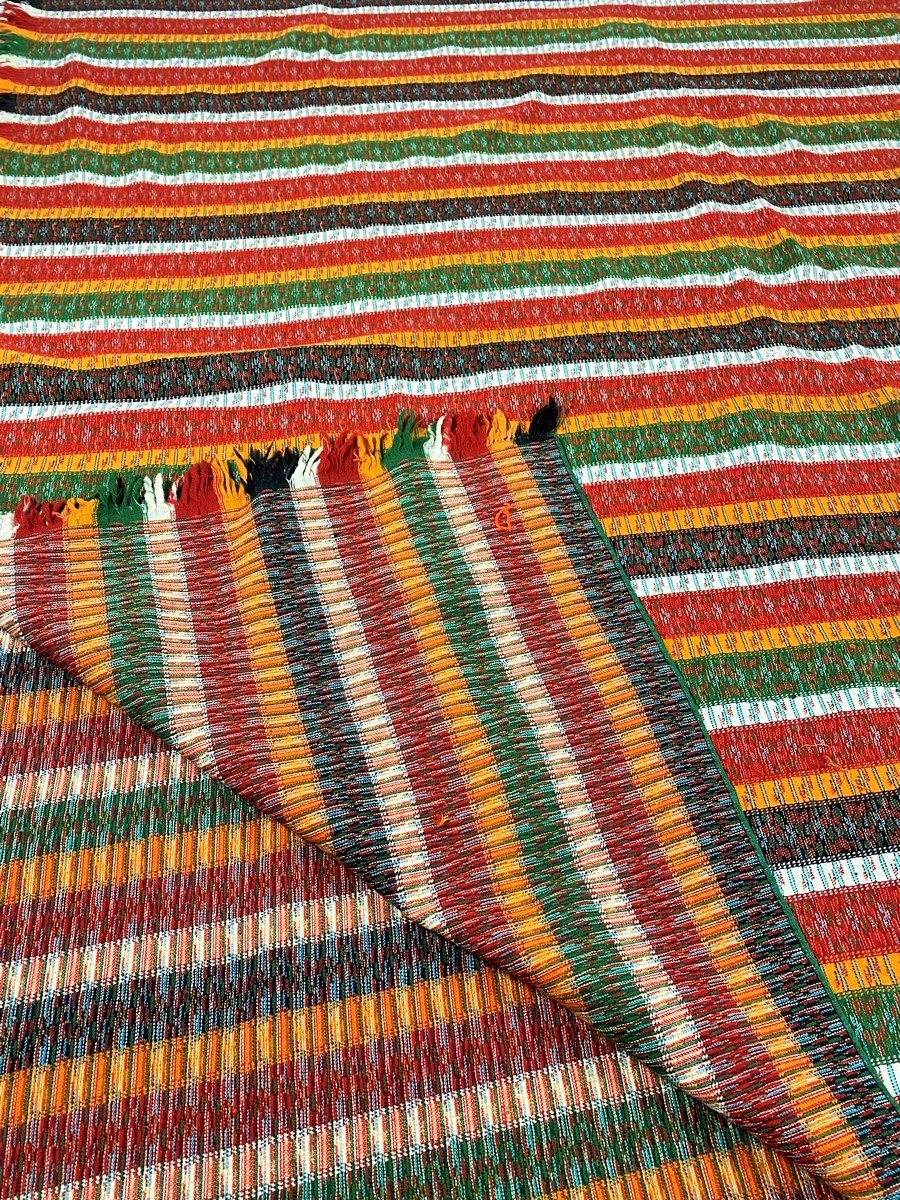 Long Cashmere Wool Shawl With Bayadere Pattern - France, Provence, Circa 1860-1880-photo-4