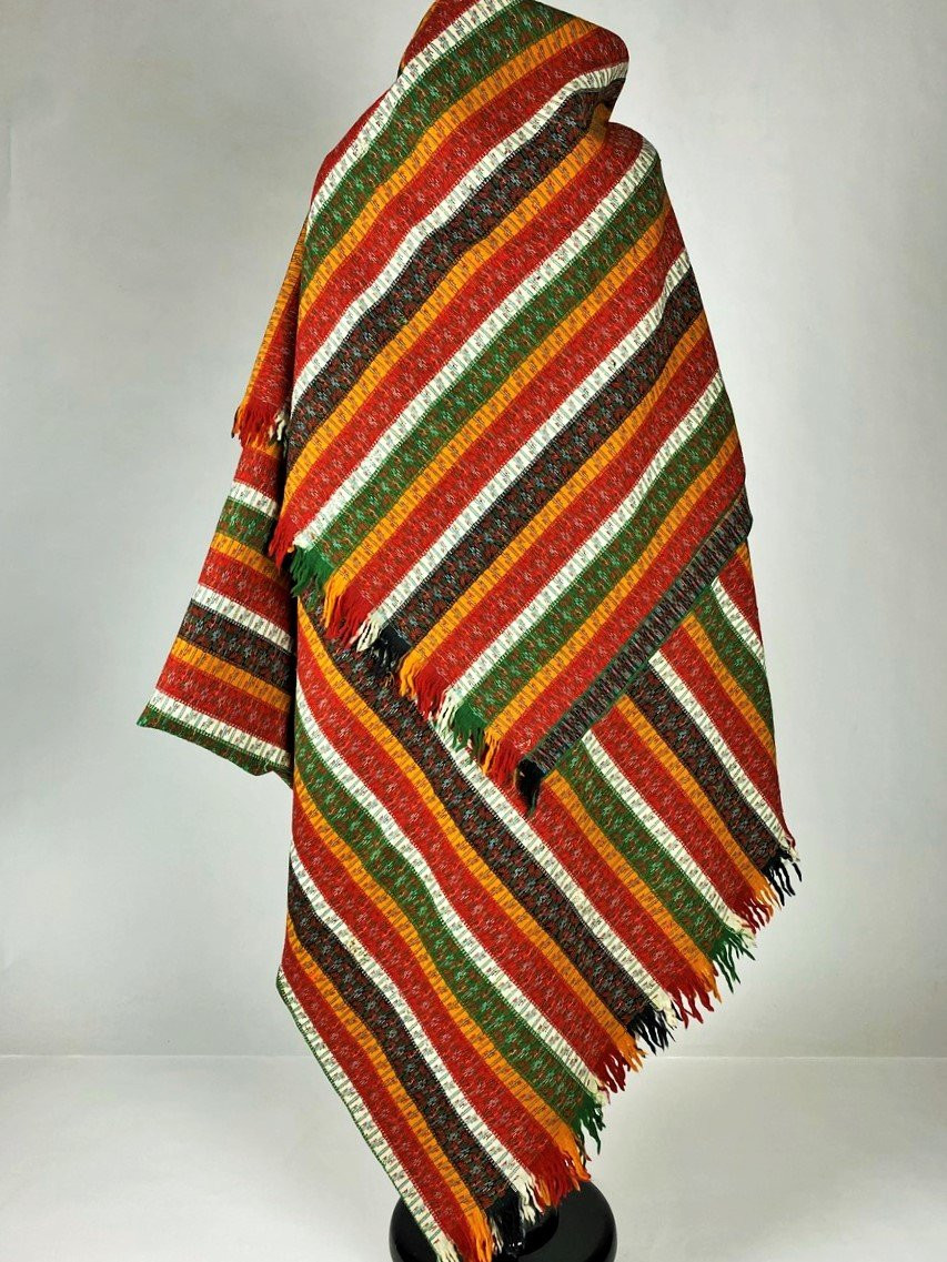 Long Cashmere Wool Shawl With Bayadere Pattern - France, Provence, Circa 1860-1880-photo-7