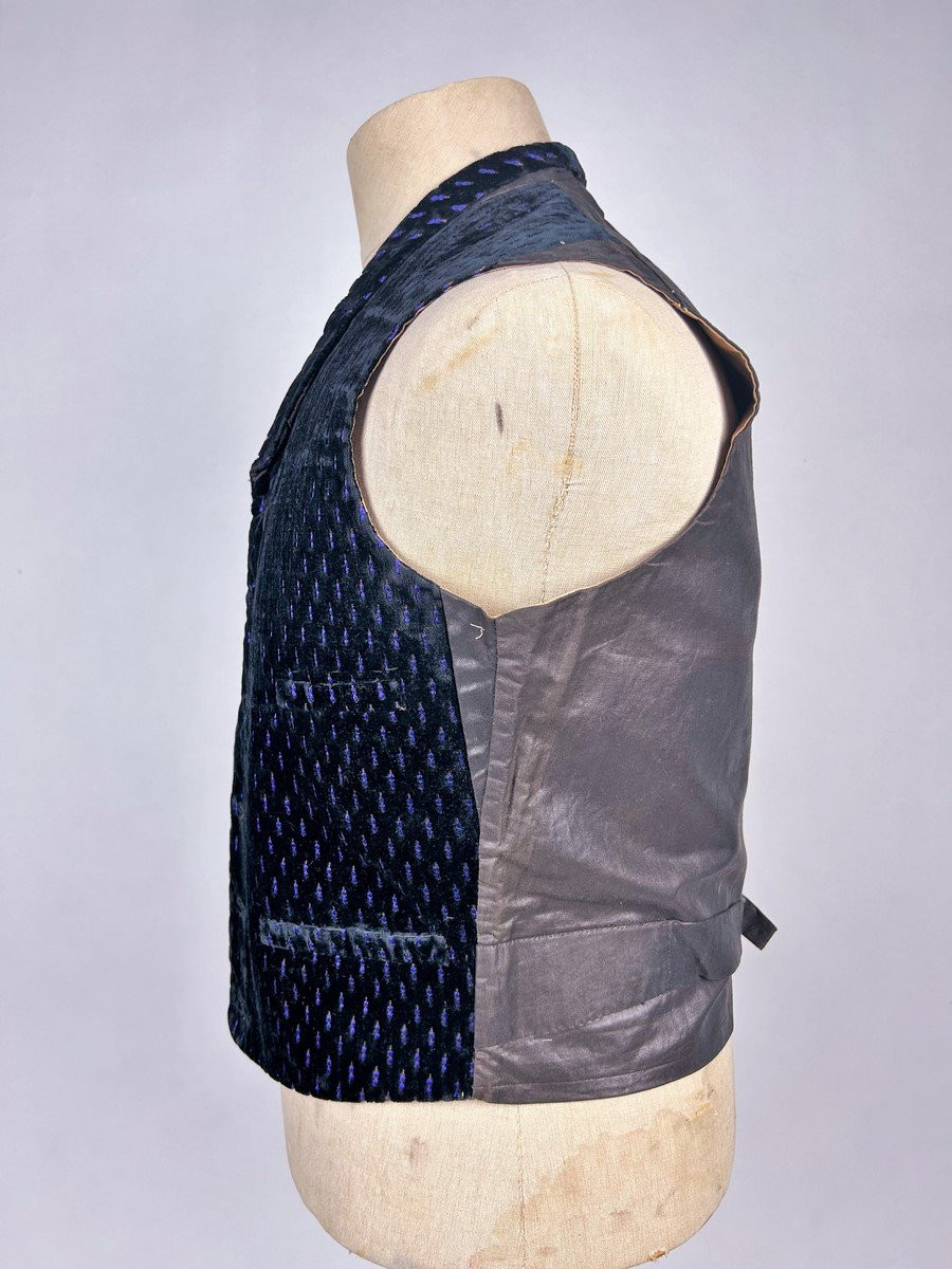 Miniature Brocaded Velvet Waistcoat Of An Elegant Man - France, Provence, Circa 1870-1890-photo-1
