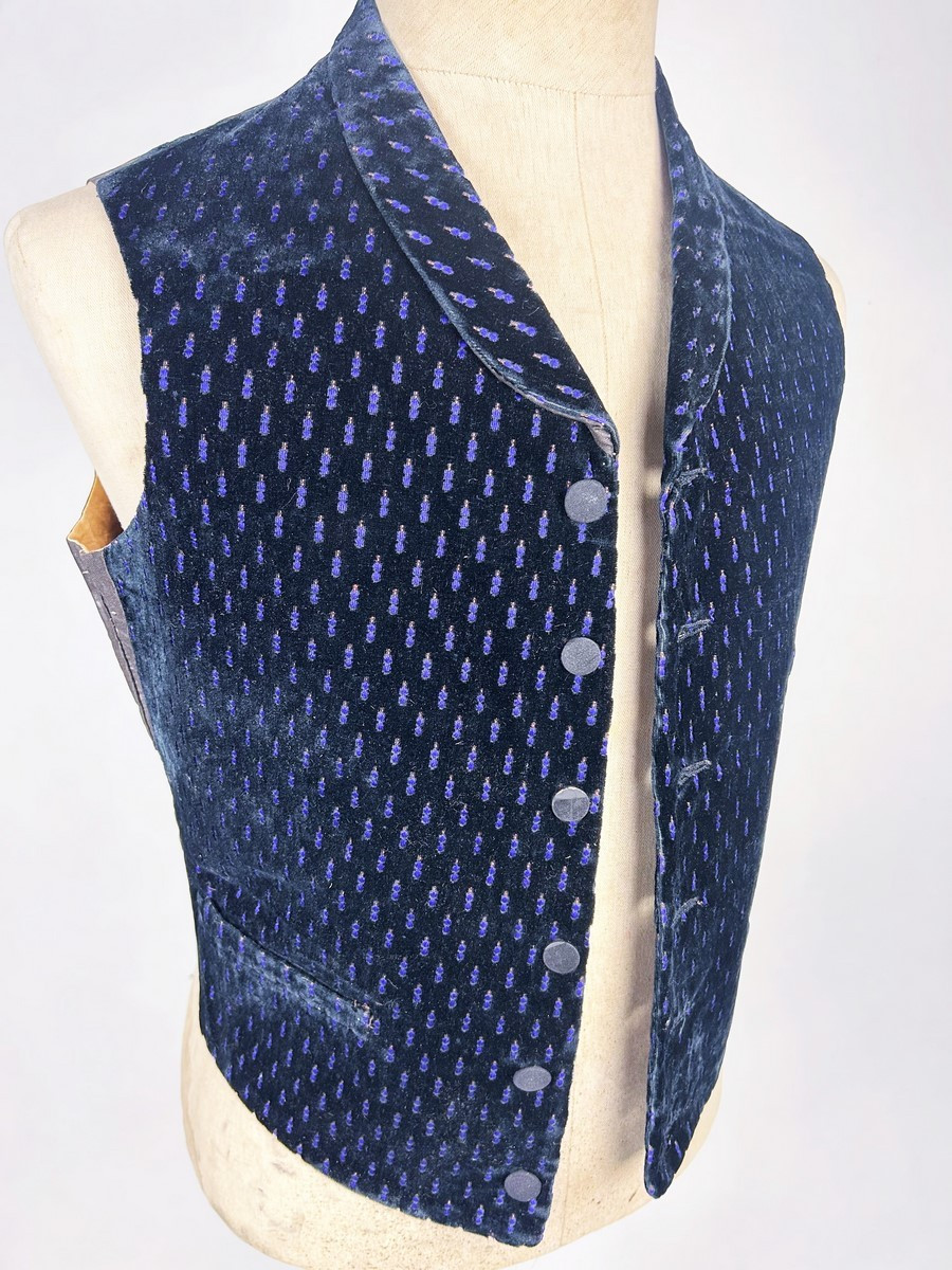 Miniature Brocaded Velvet Waistcoat Of An Elegant Man - France, Provence, Circa 1870-1890