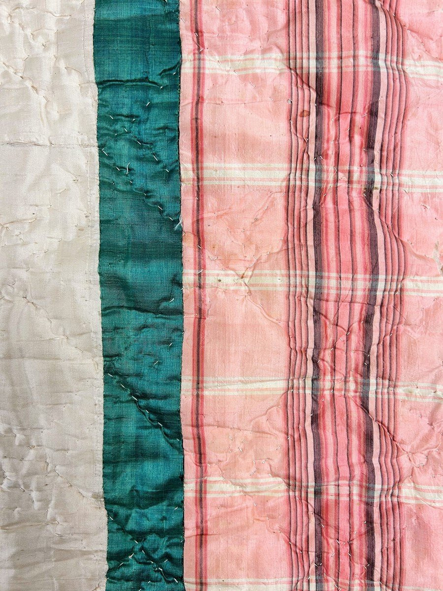 A Patchwork Quilt Of Silk Taffeta - Provence, Late 18th Century-photo-4