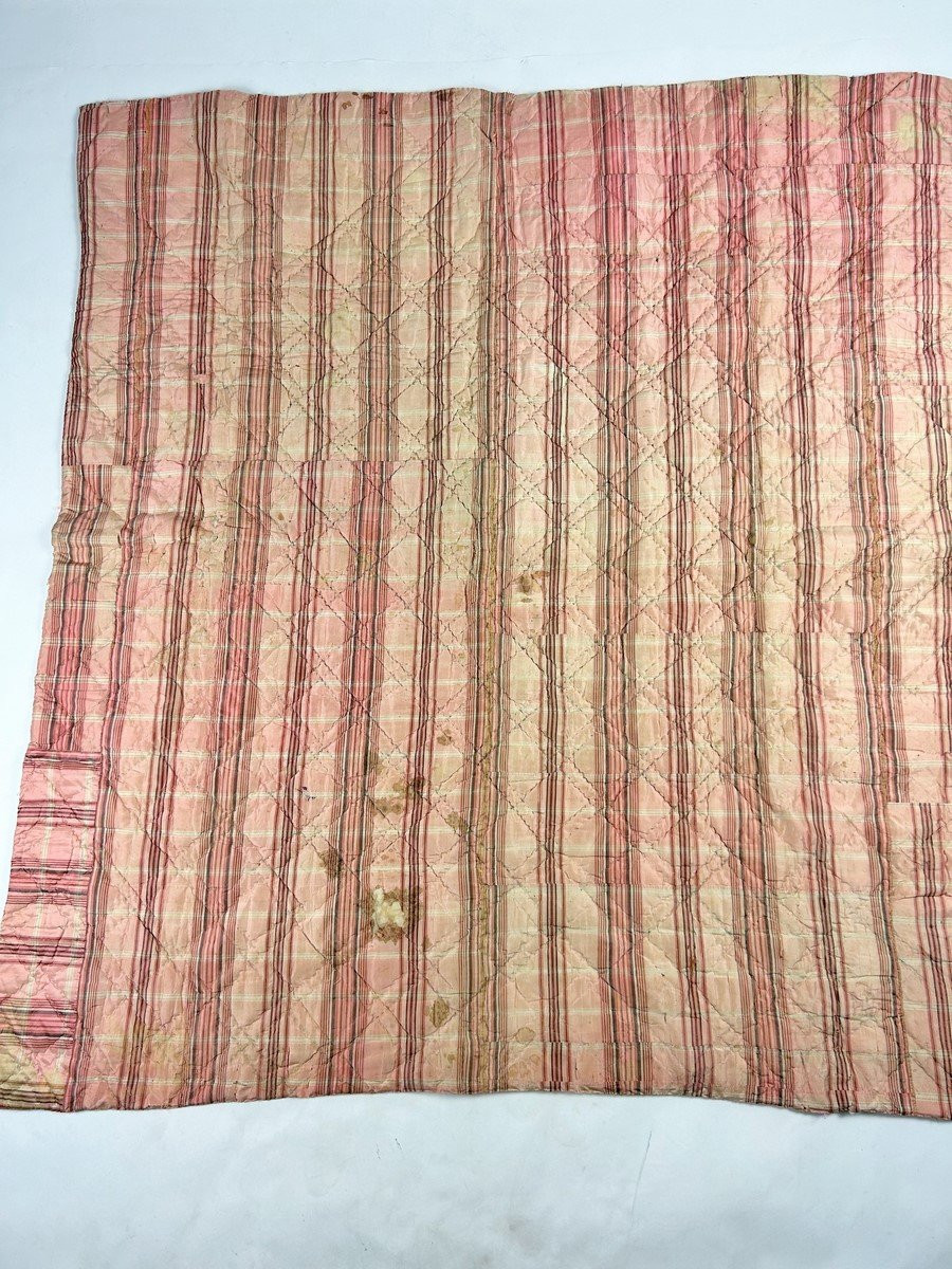 A Patchwork Quilt Of Silk Taffeta - Provence, Late 18th Century-photo-6