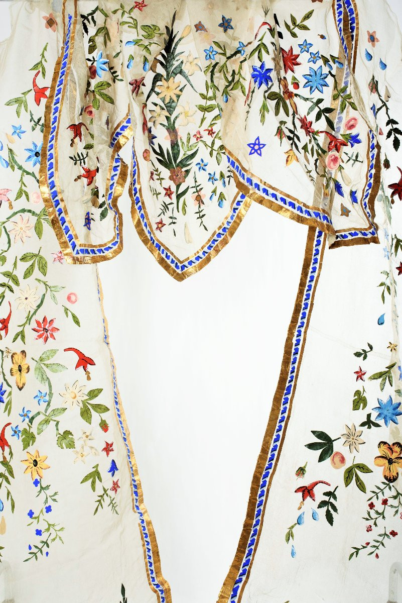 un prototype de rideau  en toile à beurre collée de papier gouaché - France début XXe siècle-photo-4