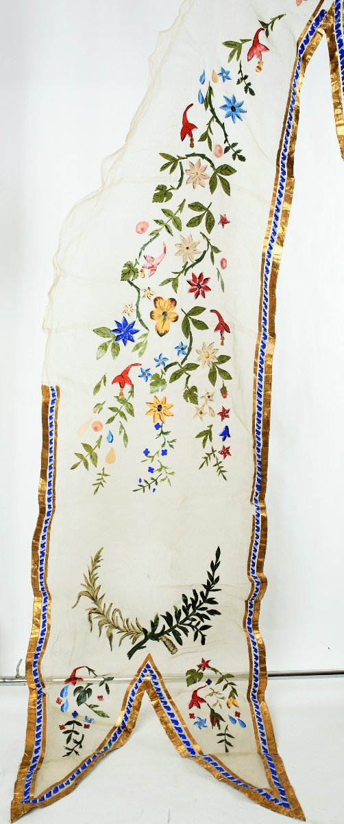 un prototype de rideau  en toile à beurre collée de papier gouaché - France début XXe siècle-photo-5