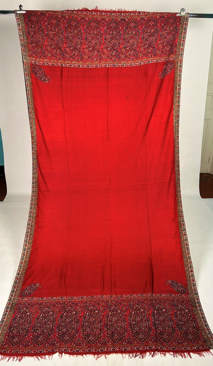 Châle des Indes Espoliné au point de tapisserie- Compagnie des Indes Fin XVIIIe siècle-photo-2