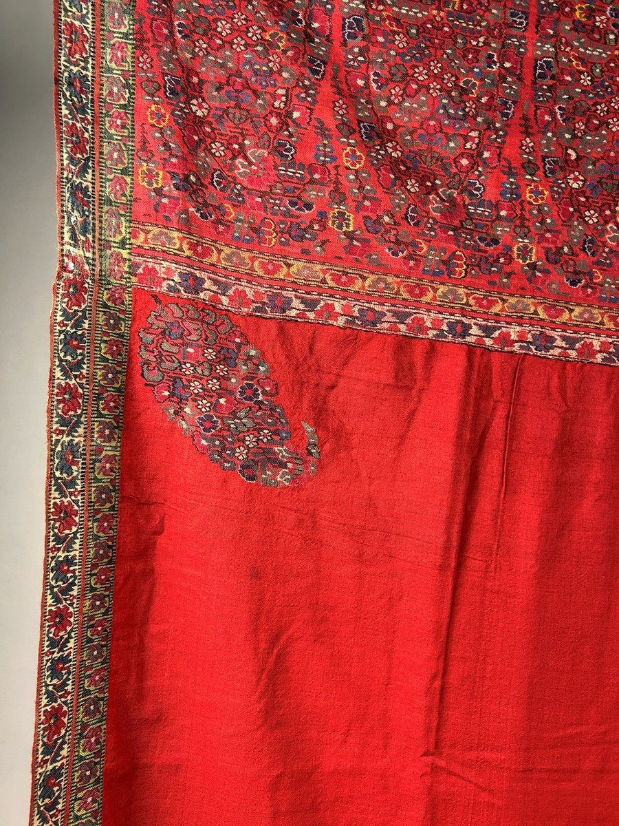 Châle des Indes Espoliné au point de tapisserie- Compagnie des Indes Fin XVIIIe siècle-photo-3
