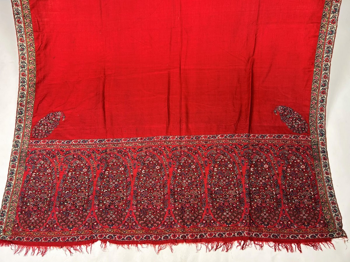 Châle des Indes Espoliné au point de tapisserie- Compagnie des Indes Fin XVIIIe siècle-photo-4